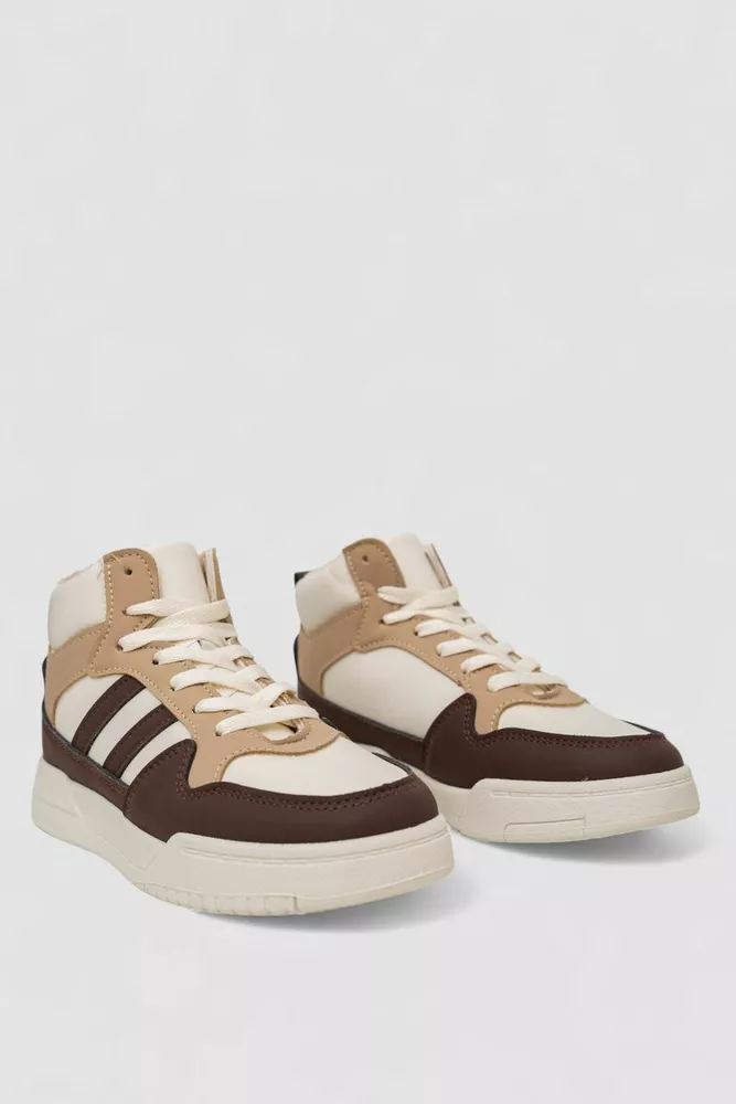 Купити Кросівки жіночі зимові на хутрі, колір бежево-коричневий, 248RAD400 - Фото №3