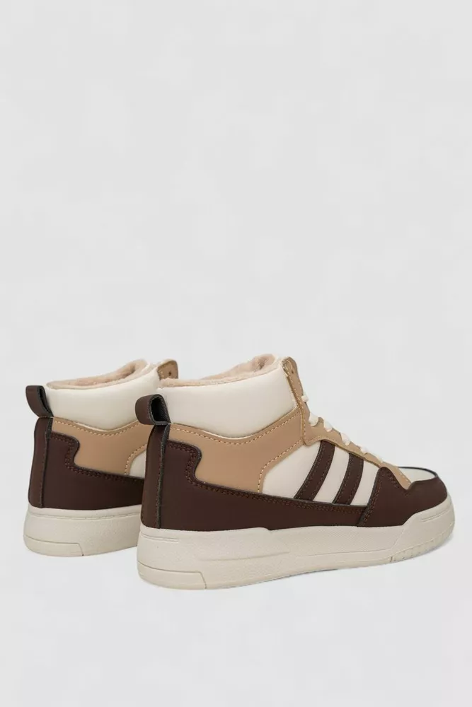 Купити Кросівки жіночі зимові на хутрі, колір бежево-коричневий, 248RAD400 - Фото №4