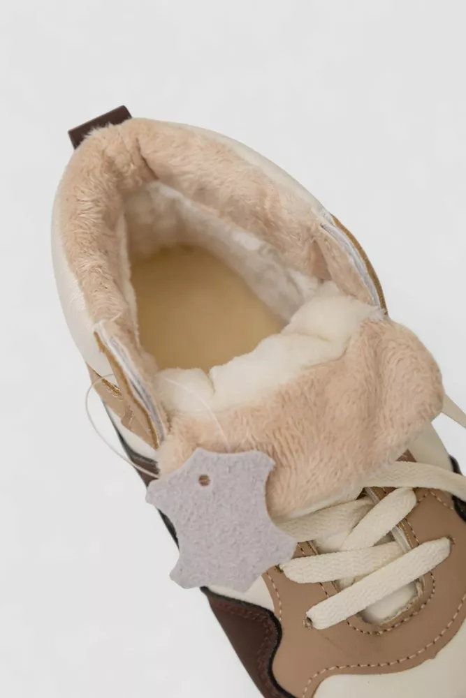 Купити Кросівки жіночі зимові на хутрі, колір бежево-коричневий, 248RAD400 - Фото №6