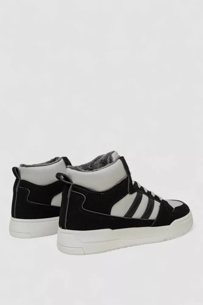 Купить Кроссовки женские зимние на меху, цвет серо-черный, 248RAD400 - Фото №4