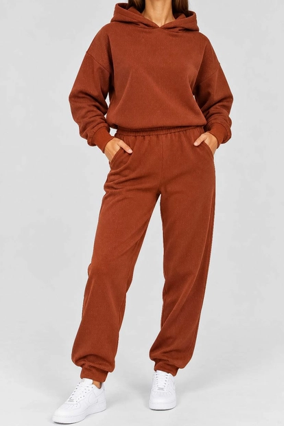 Костюм женский трикотажный, цвет терракотовый, 244R9137