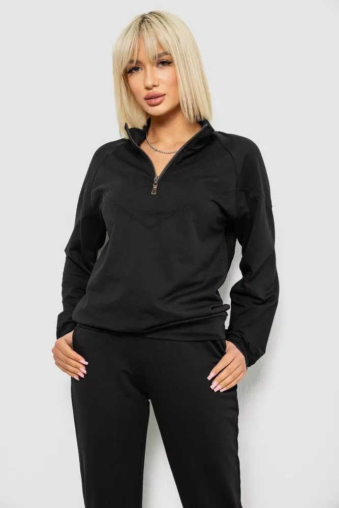 Купить Спортивный костюм женский однотонный, цвет черный, 244R1069AG - Фото №2