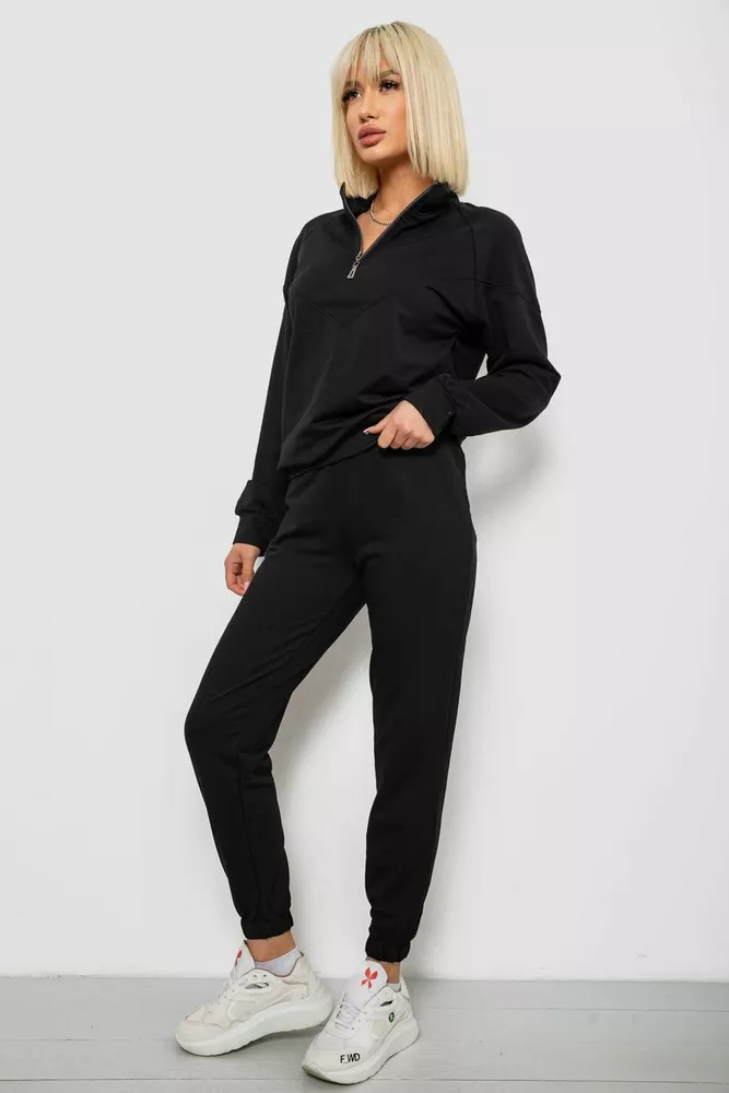 Купить Спортивный костюм женский однотонный, цвет черный, 244R1069AG - Фото №3