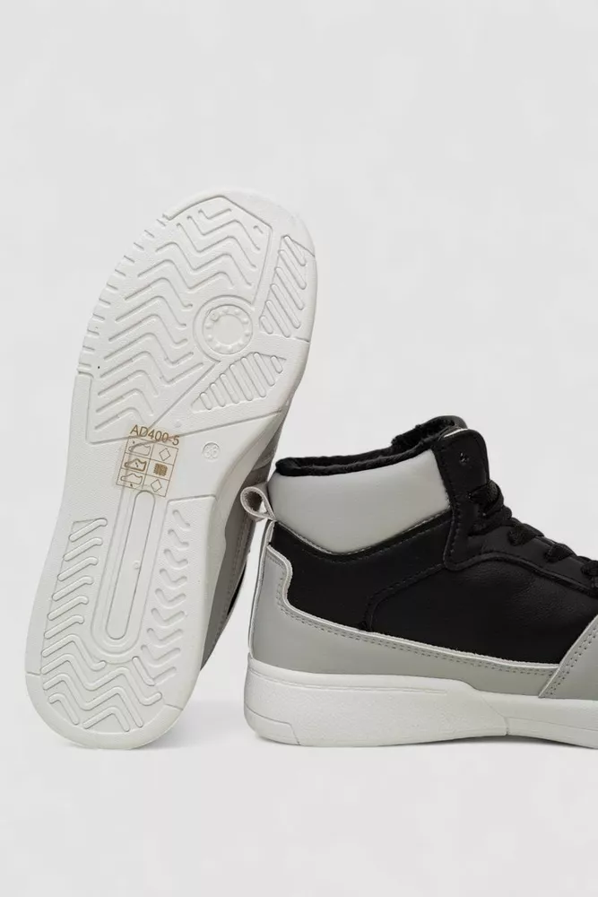 Купити Кросівки жіночі зимові на хутрі, колір чорно-сірий, 248RAD400 - Фото №5