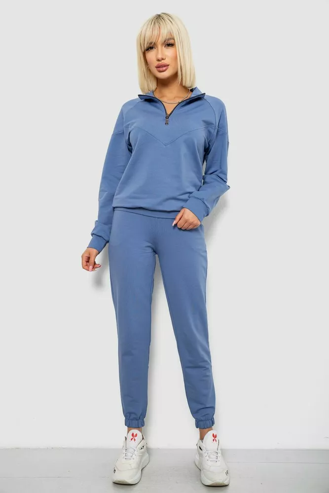 Купить Спортивный костюм женский однотонный, цвет джинс, 244R1069AG - Фото №1