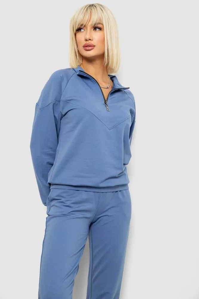 Купить Спортивный костюм женский однотонный, цвет джинс, 244R1069AG - Фото №2