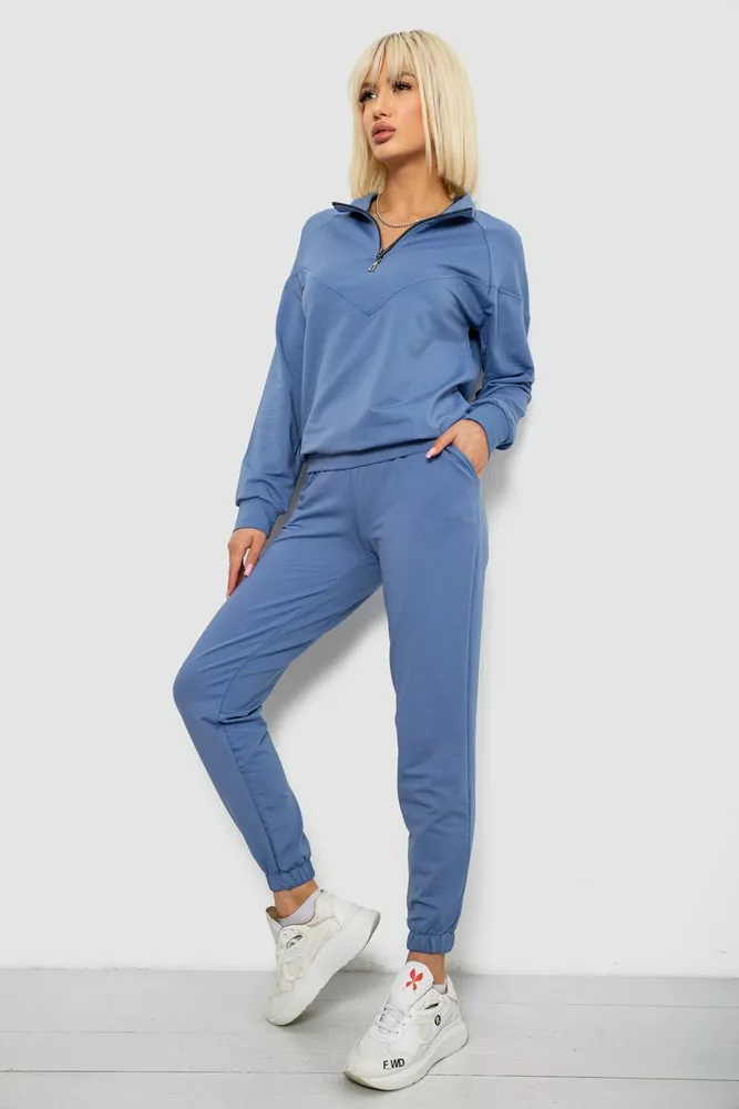 Купить Спортивный костюм женский однотонный, цвет джинс, 244R1069AG - Фото №3