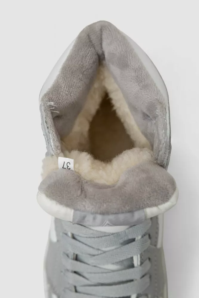 Купить Кроссовки женские зимние на меху 48RHB470-14, цвет Бело-серый - Фото №6