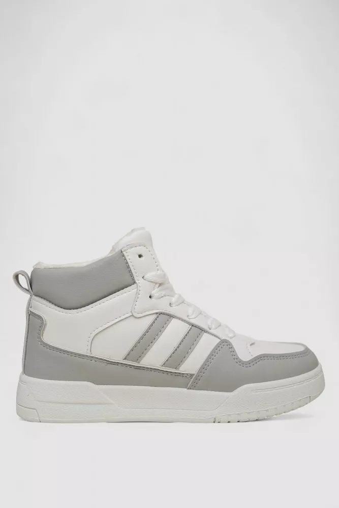 Купити Кросівки жіночі зимові на хутрі, колір біло-сірий, 248RAD400 - Фото №1