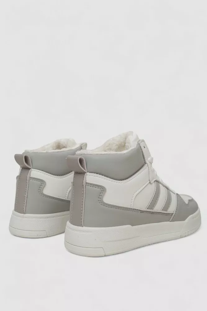 Купити Кросівки жіночі зимові на хутрі, колір біло-сірий, 248RAD400 - Фото №4