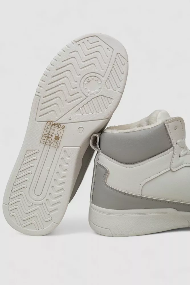 Купити Кросівки жіночі зимові на хутрі, колір біло-сірий, 248RAD400 - Фото №5