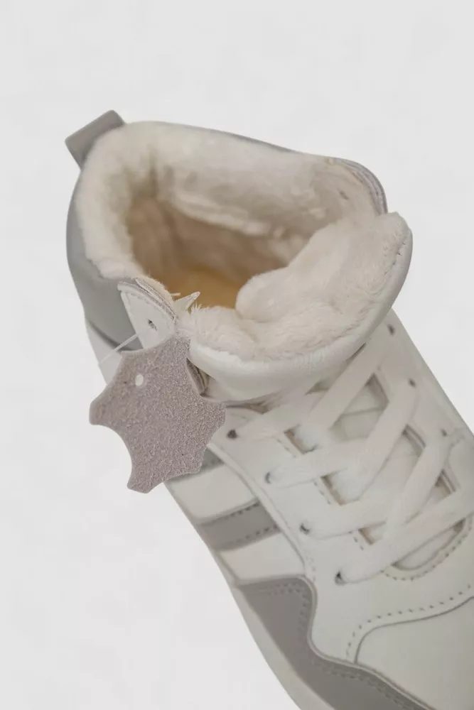 Купити Кросівки жіночі зимові на хутрі, колір біло-сірий, 248RAD400 - Фото №6