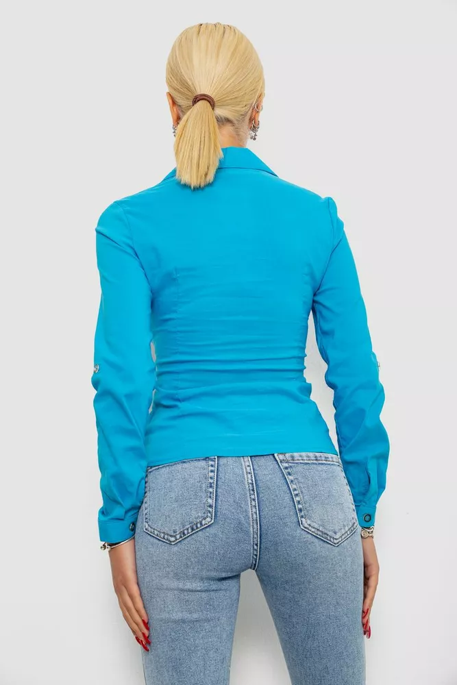 Купить Рубашка женская однотонная  -уценка, цвет голубой, 230R068-U-43 - Фото №4