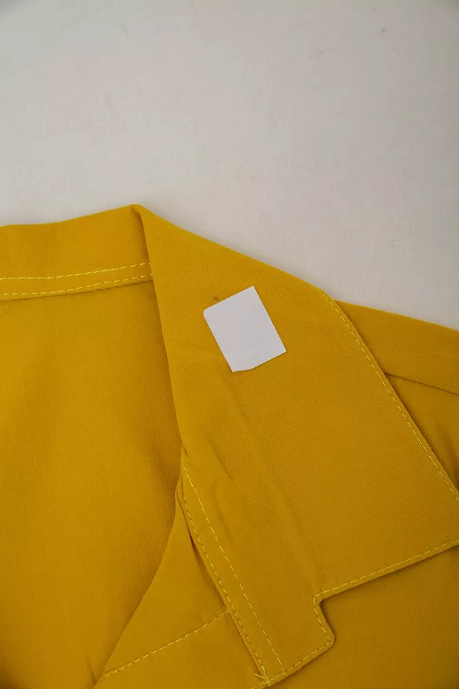 Купить Рубашка женская однотонная  -уценка, цвет горчичный, 230R068-1-U-331 - Фото №6