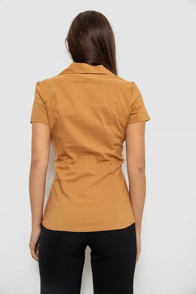 Купить Рубашка женская однотонная  -уценка, цвет коричневый, 230R068-1-U-332 оптом - Фото №4