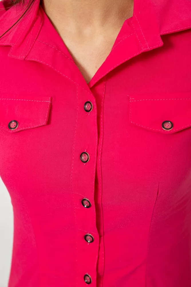 Купить Рубашка женская однотонная  -уценка, цвет розовый, 230R068-1-U-333 - Фото №5