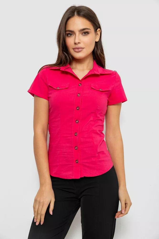 Купить Рубашка женская однотонная  -уценка, цвет розовый, 230R068-1-U-333 - Фото №1