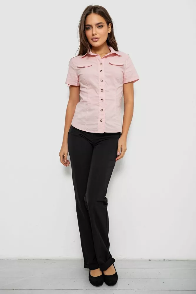Купити Сорочка жіноча однотонна  -уцінка, колір світло-рожевий, 230R068-1-U-329 - Фото №2