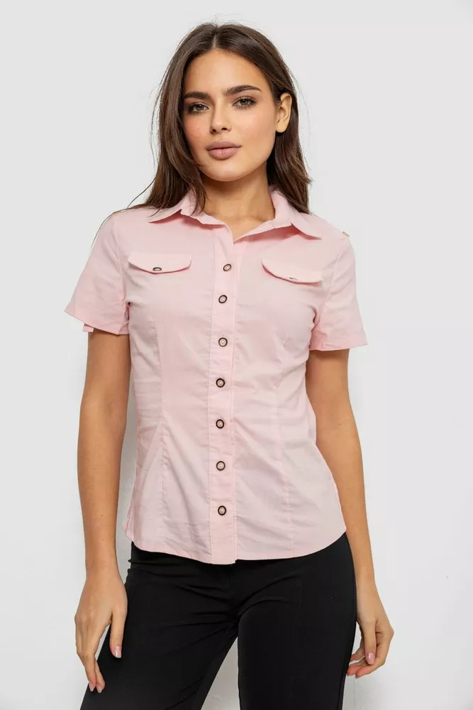 Купити Сорочка жіноча однотонна  -уцінка, колір світло-рожевий, 230R068-1-U-329 - Фото №1