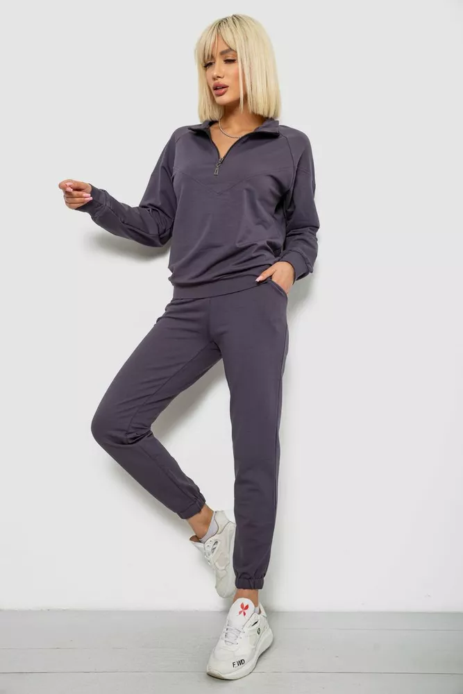 Купить Спортивный костюм женский однотонный, цвет серый, 244R1069AG - Фото №3