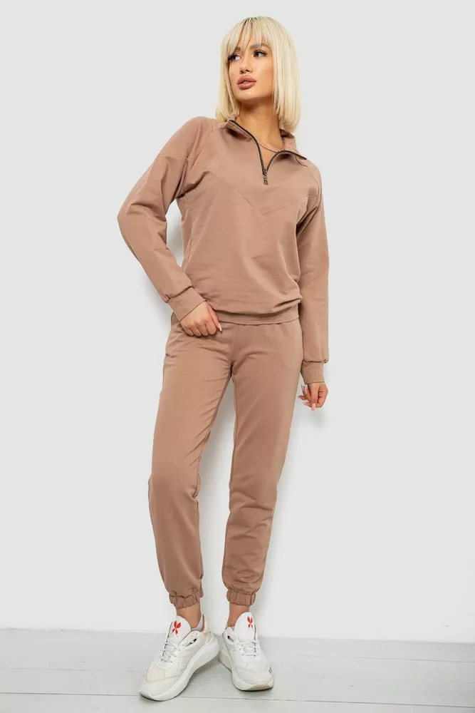 Купить Спортивный костюм женский однотонный, цвет мокко, 244R1069AG - Фото №1