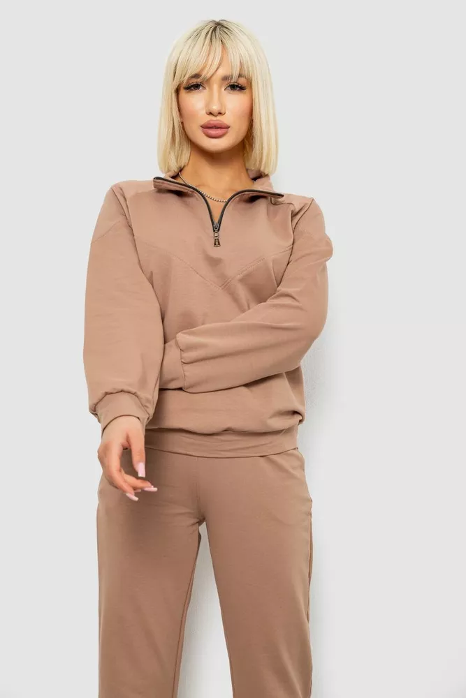 Купить Спортивный костюм женский однотонный, цвет мокко, 244R1069AG - Фото №2