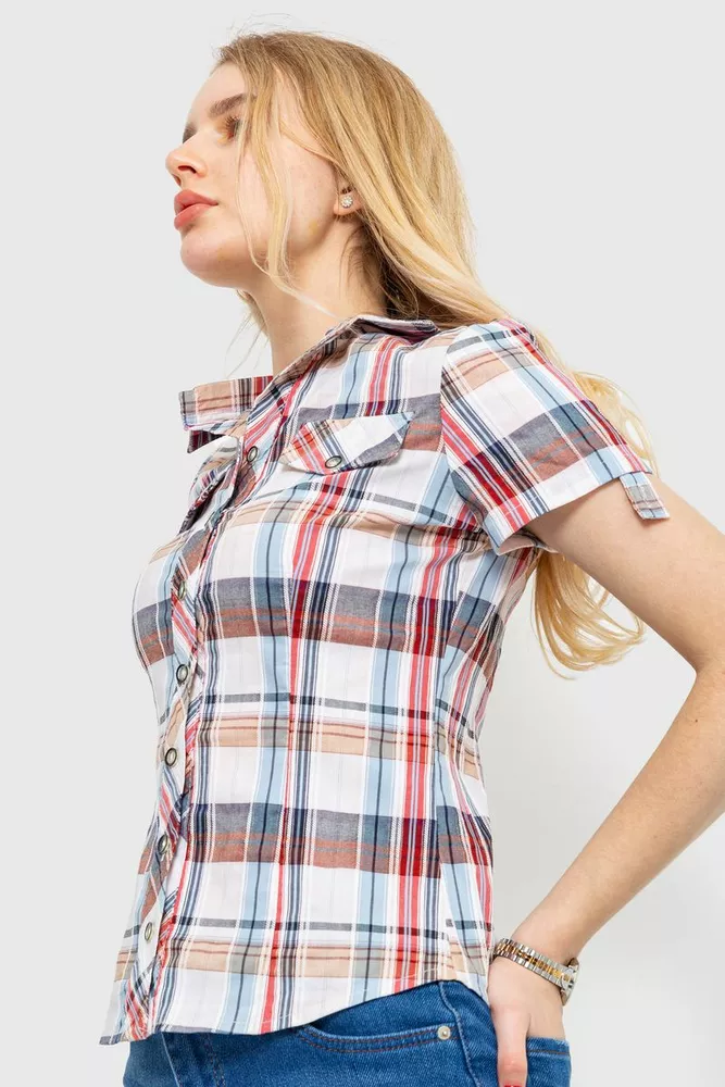 Купити Сорочка жіноча в клітку, колір молочно-коричневий, 230R061-11 - Фото №3