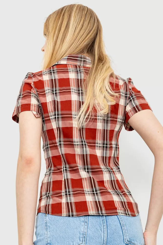 Купити Сорочка жіноча в клітку, колір теракотовий, 230R061-11 оптом - Фото №4