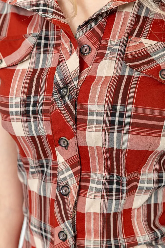 Купити Сорочка жіноча в клітку, колір теракотовий, 230R061-11 оптом - Фото №5