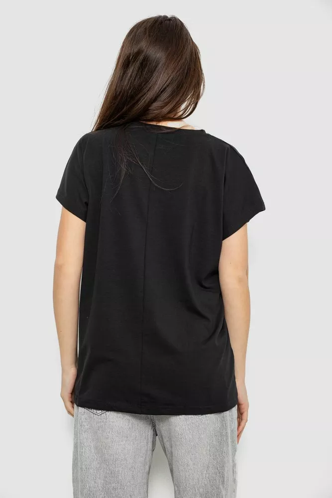 Купить Футболка женская с принтом, цвет черный, 244R3011 оптом - Фото №4