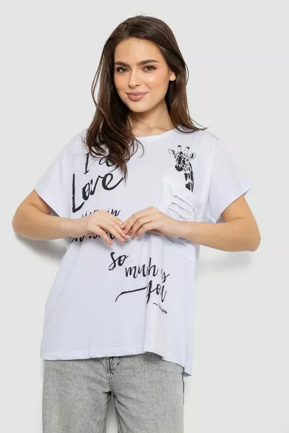 Футболка женская с принтом, цвет белый, 244R3011