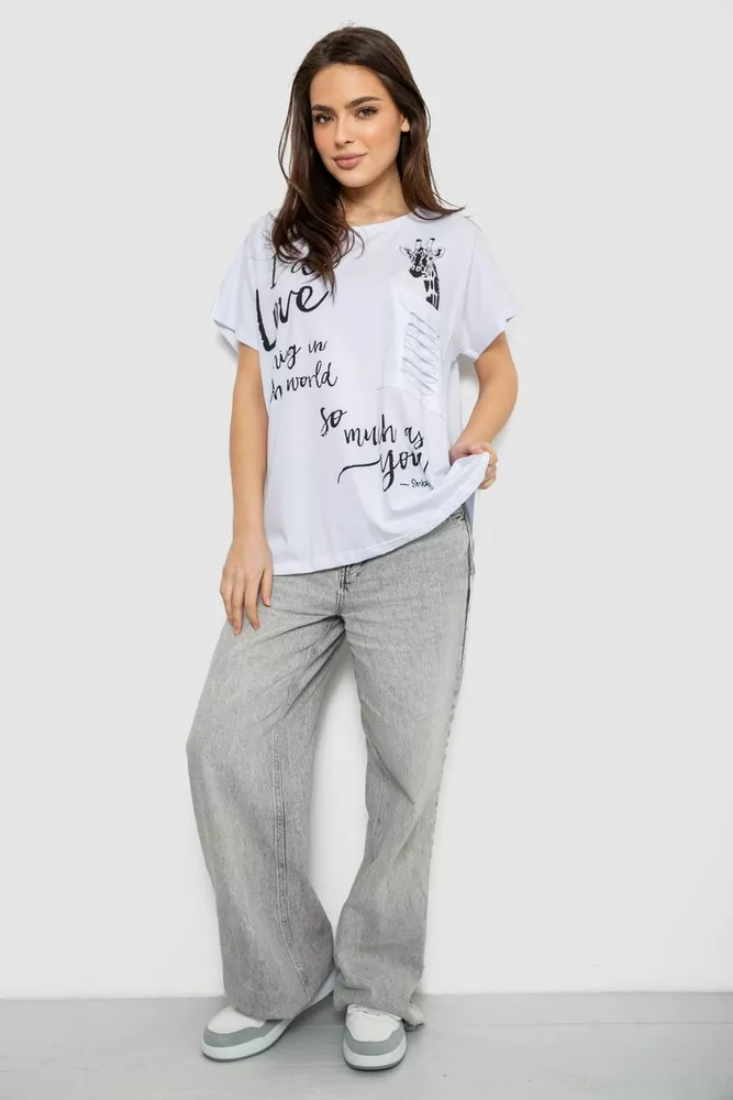 Купить Футболка женская с принтом, цвет белый, 244R3011 - Фото №2