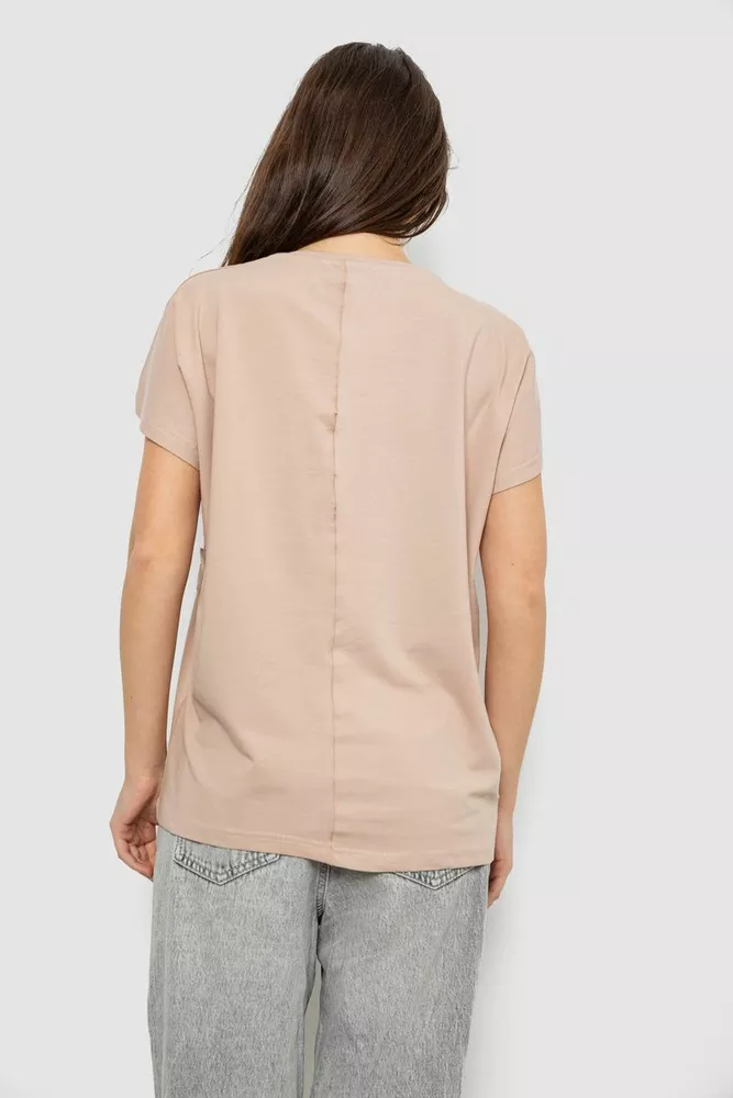 Купити Футболка жіноча з принтом, колір бежевий, 244R3011 - Фото №4