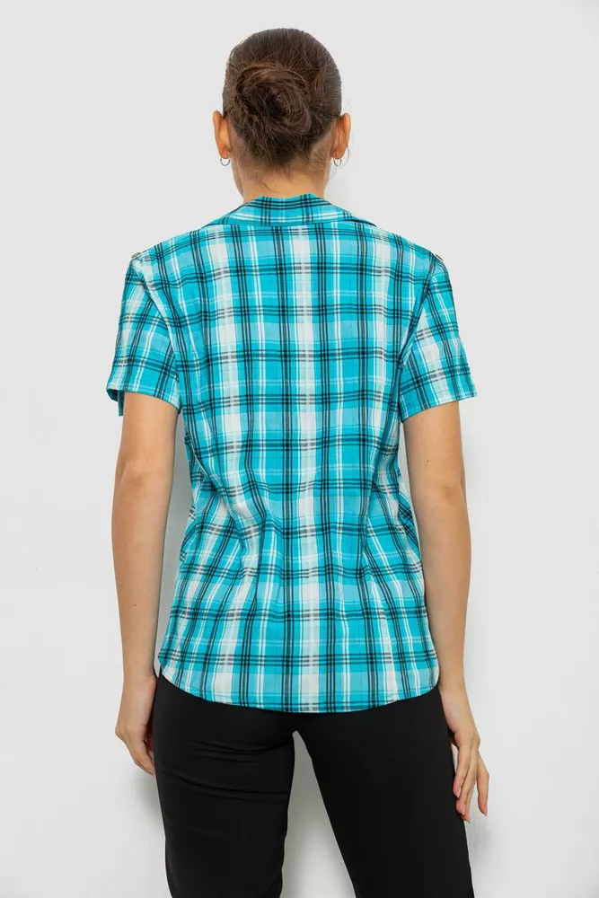 Купити Сорочка жіноча в клітку, колір бірюзовий, 230R061-11 - Фото №4