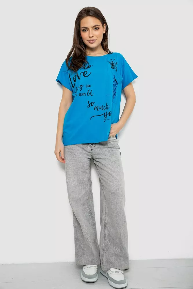 Купить Футболка женская с принтом, цвет голубой, 244R3011 - Фото №2