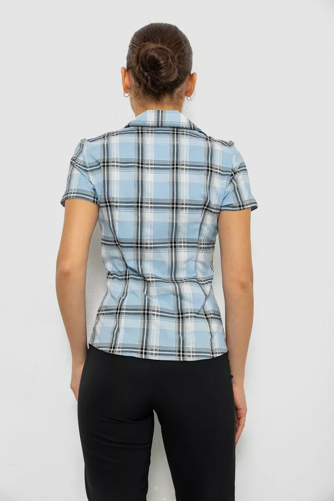 Купити Сорочка жіноча в клітку, колір блакитний, 230R061-11 - Фото №4