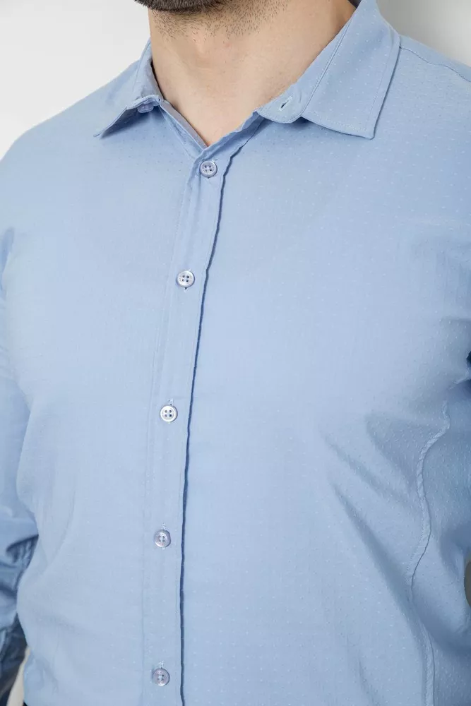 Купить Рубашка мужская однотонная с принтом  -уценка, цвет голубой, 186R6918-3-U-1 - Фото №5