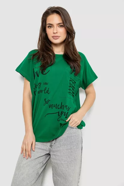 Футболка жіноча з принтом, колір зелений, 244R3011
