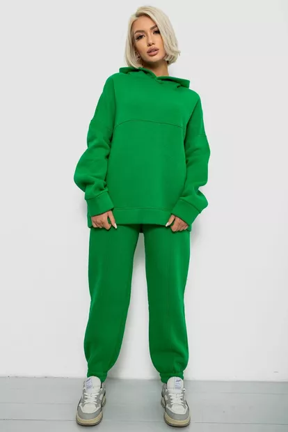 Спортивный костюм женский на флисе, цвет зеленый, 247R2022-5