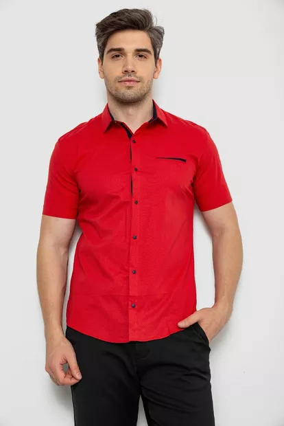 Сорочка чоловіча з принтом  -уцінка, колір червоний, 214R7140-U