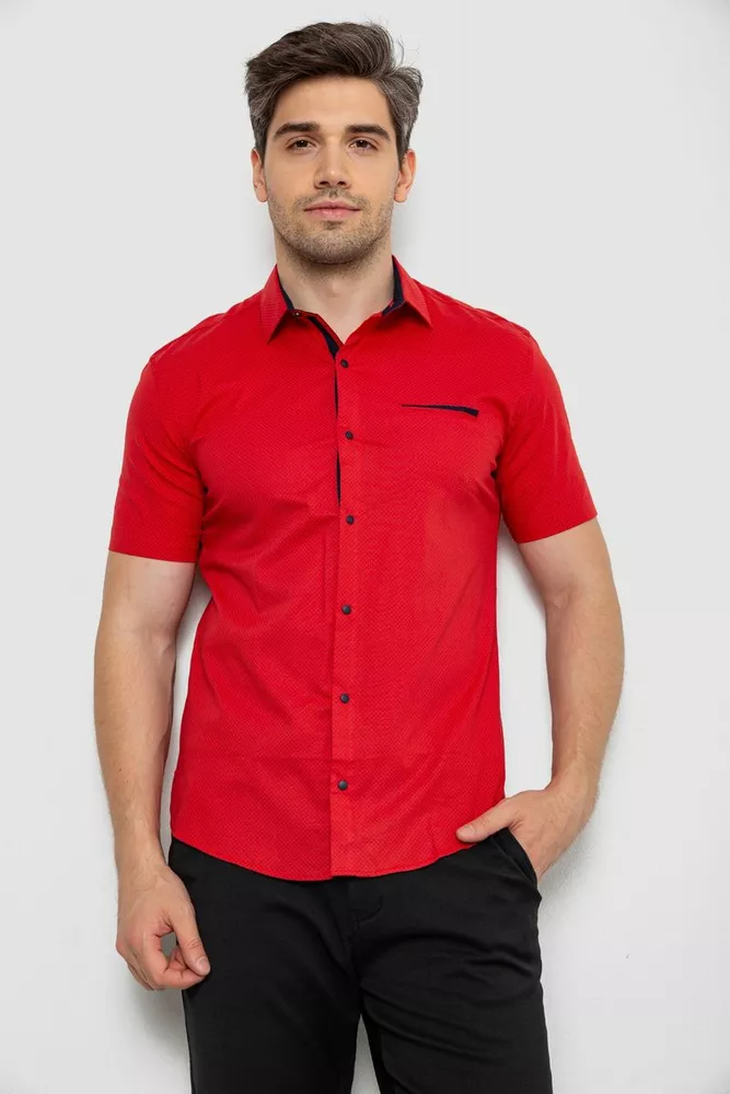 Купити Сорочка чоловіча з принтом  -уцінка, колір червоний, 214R7140-U - Фото №1