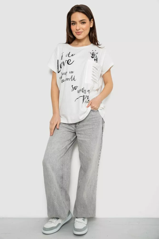 Купить Футболка женская с принтом, цвет молочный, 244R3011 - Фото №2