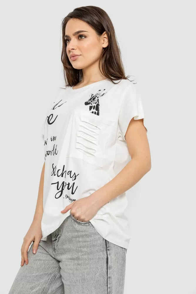 Купить Футболка женская с принтом, цвет молочный, 244R3011 - Фото №3