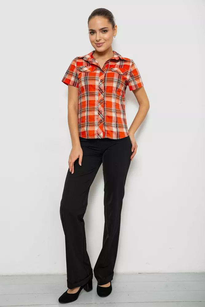 Купити Сорочка жіноча в клітку, колір помаранчевий, 230R061-11 - Фото №2