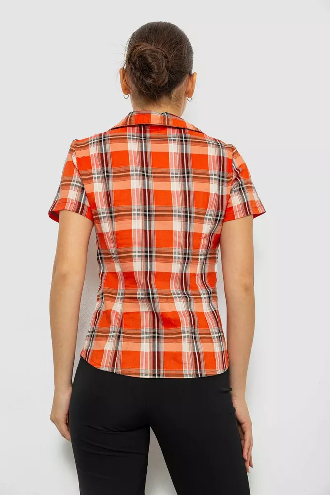 Купити Сорочка жіноча в клітку, колір помаранчевий, 230R061-11 - Фото №4