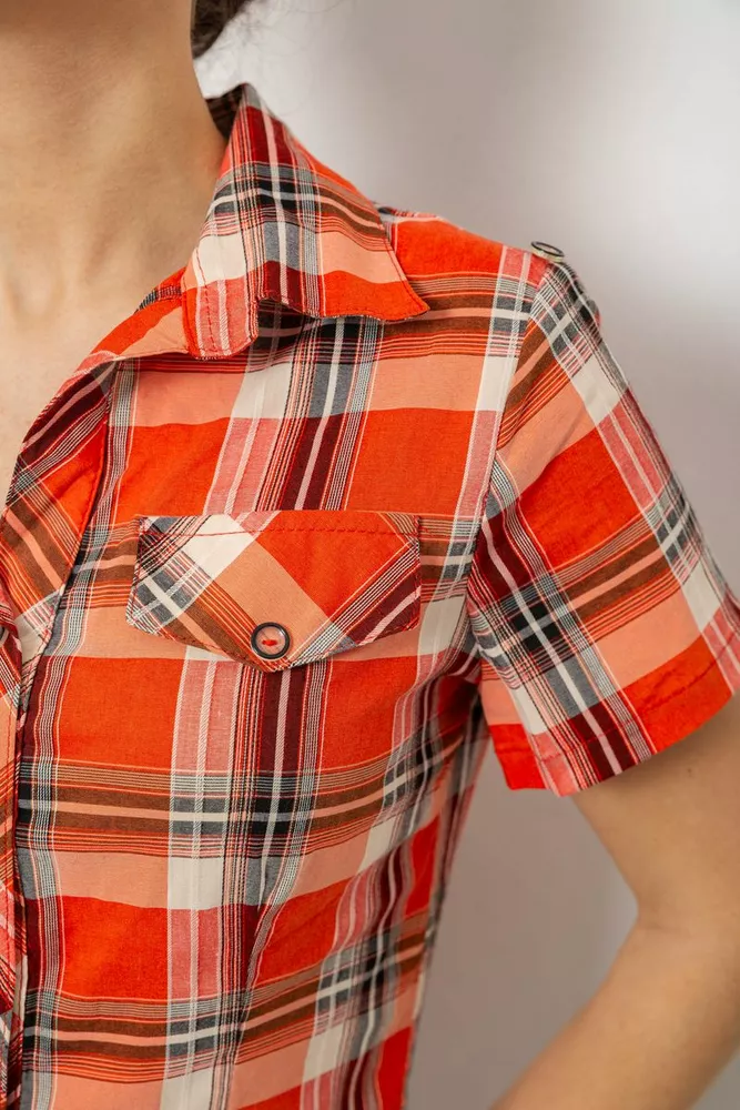 Купити Сорочка жіноча в клітку, колір помаранчевий, 230R061-11 - Фото №5