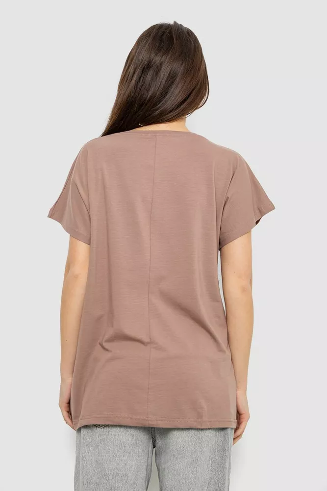 Купити Футболка жіноча з принтом, колір мокко, 244R3011 оптом - Фото №4