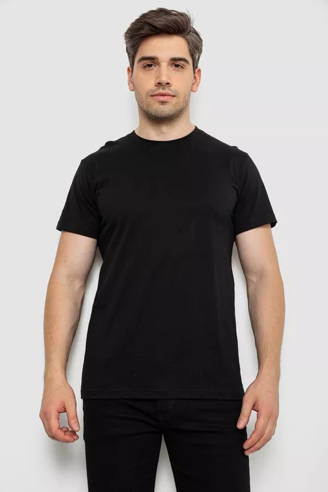 Купити Футболка чоловіча базова, колір чорний, 244R20603 - Фото №1