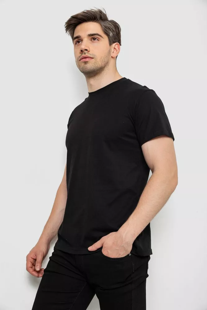 Купити Футболка чоловіча базова, колір чорний, 244R20603 - Фото №3