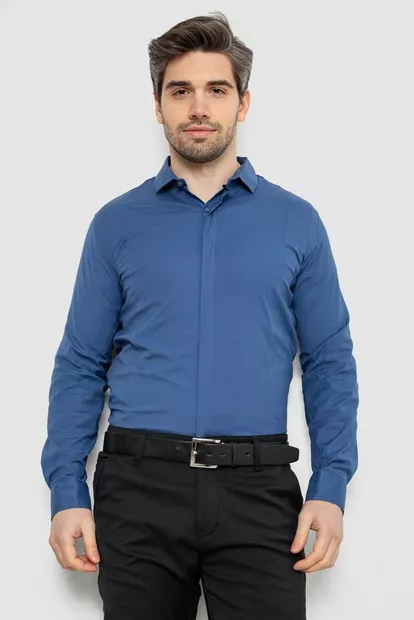 Рубашка мужская однотонная, цвет джинс, 186R2100